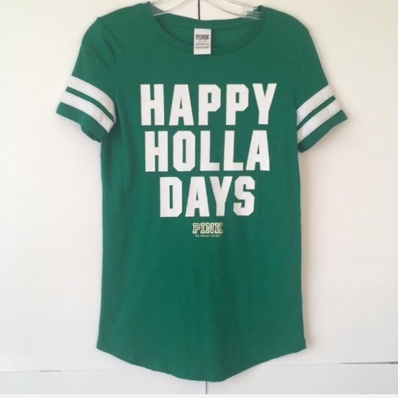 PINK Victoria's Secret Tops - Pink Victoria’s Secret Happy Holla Days Tee PINK Victoria's Secret Tops - Pink Victoria’s Secret Happy Holla Days Tee